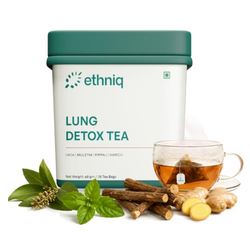Image of Ethniq Lung Detox Tea, Tulsi Mulethi Cleanse Tea for Smokers, 30 Tea Bags