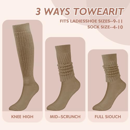Image of Buauty Slouch Socks for Women, Soft Extra Long Chunky Scrunch Knee High Sock Winter Knit Slouchy Socks Leg Warmmers