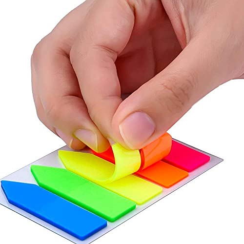 Image of Amazon Brand - Umi 375pc Clear Note Arrow Flags Fluorescent Self Sticky Notes and Page Markers for Office, College, School Use