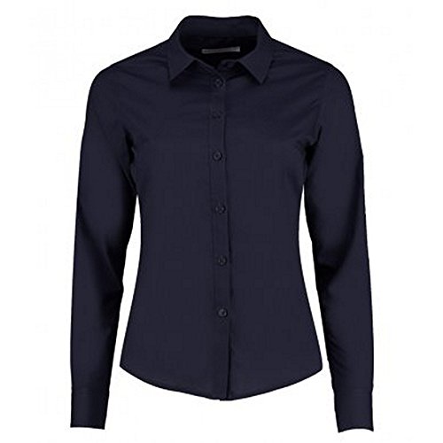 Image of Kustom Kit Ladies Tailored Poplin Shirt, Dark Navy, Long Sleeve, Size 18
