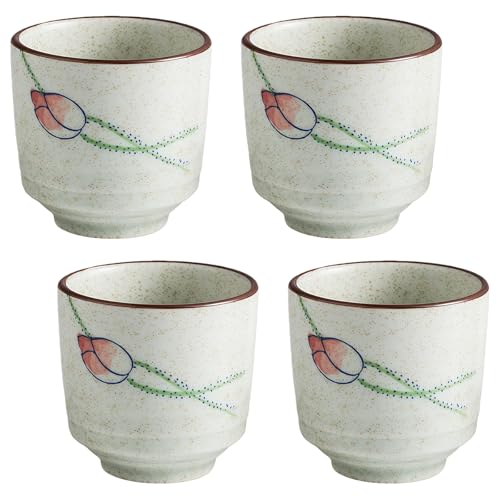 Image of Ceramic Tea Cup Set of 4, Japanese Style Coffee Mugs, 170ml, Elegant Design for Hot and Cold Beverages, Perfect for Home and Tea Parties