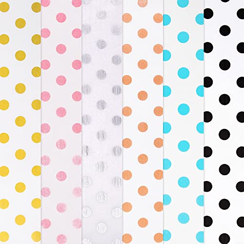 Mr Five 120 Sheets Polka Dot Tissue Paper Bulk,20" X 28",Tissue Paper For Packaging,Gift Wrapping Tissue Paper For Gift Bags,Tissue Paper For Baby Shower,Birthday,Weddings,Holiday Party,6 Colors #TOP19