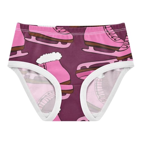 Cotton Toddler Underwear Custom Pink Ice Skates Magenta Little Girl Panties Pattern Briefs Underpants 2t