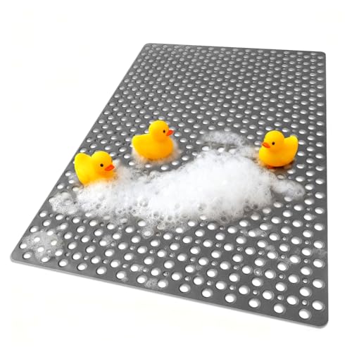 Extra Large Shower Mat, Yonala 47 x 32 Inch Non Slip Shower Mats for Inside Shower, Soft TPE Shower Floor Mat with Suction Cups and Drain Holes, Machine Washable Bathroom Shower Mat, Easy to Clean