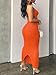 Nimsruc Women Summer Sexy Bodycon Maxi Dress Casual Sleeveless Halter Neck Long Dresses Criss Cross Backless Sundress Orange XXL