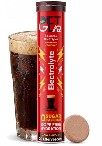 Image of DIET GEAR 0 Sugar, 0 Caffeine Electrolyte Drink Mix | Cola | 5L /20 Glasses of 7 Clean Electrolytes | Instant Daily Hydration for Gym, Heat & Hustle | No BS: No Maltodextrin, No Sucralose, No Artificial Sweeteners | Made for India