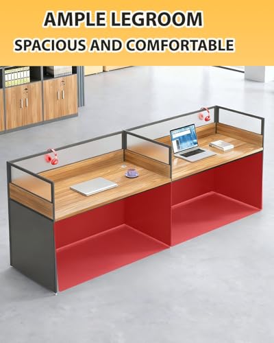 Nykto Office Cubicle Desk, Office Cubicle Workstation, Cubicle Desk with Privacy Panels, Cubicles Desks Computer for Offices with Cable Grommet, for Startups/Home/Offices, (3 Person-S, Walnut)