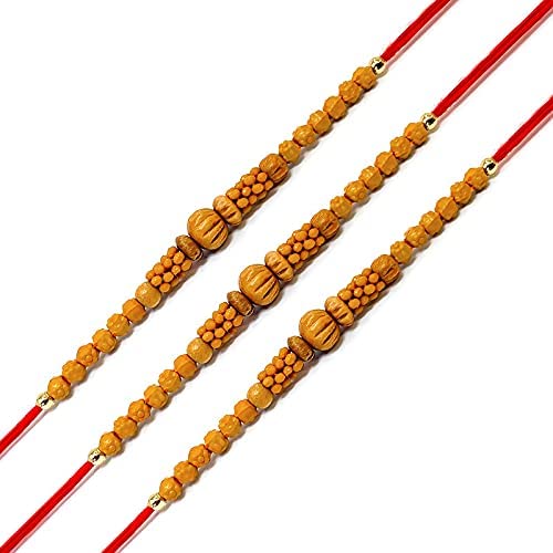 VTFlair Chandan Scented Handmade Rakhi for Bhaiya Rakhi for Brother with Free Roli Chawal for Rakshabhandhan (Combo 3 Piece Rakhi)