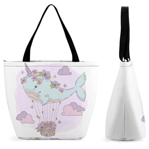 Sac shopping baleine licorne grand format 28x32 cm pour femme