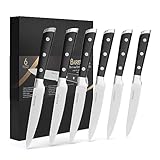 Barenthal steak knives set of 6-4.8 Inch Steak Knife Set Dishwasher Safe German Stainless Steel Serrated Knife with Blocked Sharp Steak Knives for Christmas Gift with box