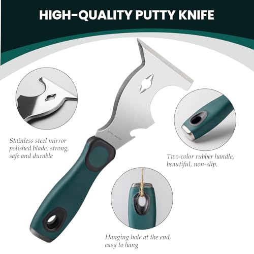 CoatPro Twools -Putty Knife, Paint Scraper, 10 in 1 Multi-Use Scraper Tool, Metal Scraper, Carbide Scraper with Hammer End, Paint Scrapers for Wood, Paint Scraper Tool for Painting - Thumbnail 4