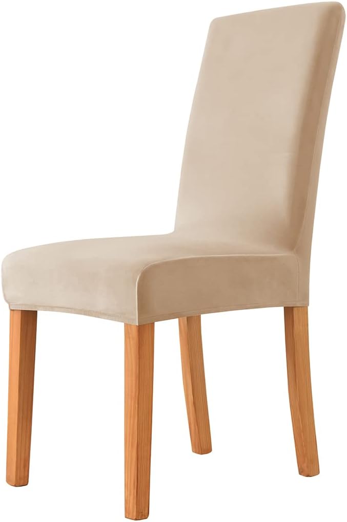 Velvet Kitchen Chair Covers Stretch Dining Room Chair Cover Removable Parson Chair Slipcovers Armless Chair Cover for Dining Room, Kitchen Chair Cover -deep Orange-2 Pieces