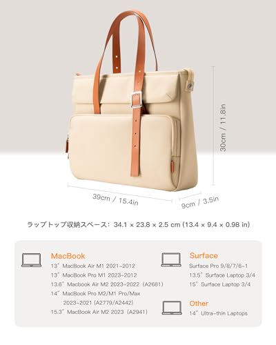 Inateck 2WAY トートバッグ レディース ショルダーバッグ 多ポケット大容量ショルダーバッグ ハンドバッグ お散歩 お買い物 旅行 通勤 通学 13-14" 型PC収納ノートパソコン対応 撥水生地 おしゃれ お
