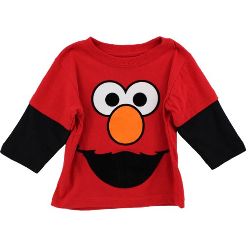 Sesame St Little Boys' Elmo Long Sleeve T-Shirt, Chinese Red, 4T