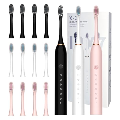 Image of 3 Pack Electric Toothbrush with 6 Modes, Rechargeable Toothbrushes with 12 Brush Head, Fast Charge 2 Min and 30s Timer Toothbrush