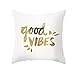 Epinki Fundas Cojin 45x45, Fundas Cojines Good Vibes Fundas de Cojín Poliéster, Gris Oro