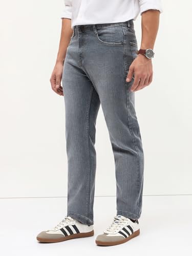 Image of Urbano Fashion Men's Straight Fit Washed Denim Jeans Stretchable