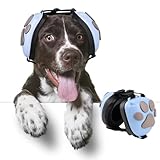 Famikako Upgraded Dog Ear Muffs for Noise Protection - 22dB NRR Noise Cancelling Headphones with Dog Paw Design, Calming Earmuffs for Thunder, Fireworks & Hunting (XXL, Light Blue-Gray)