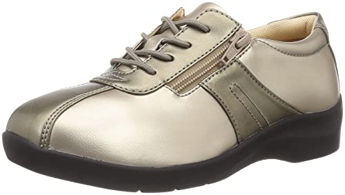 [イブ] スニーカー 4E 幅広 ファスナー付 21.5~25cm 195 レディース シャンパン 24.5cm