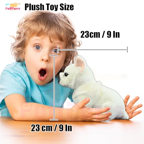 PuffPurrs Lebensechtes Französische Bulldogge-Plüschtier, Realistischer Französische Bulldogge Teddy-Stofftier, Niedliches Haustierliebhaber-Spielzeug-Geschenk, 9 Zoll