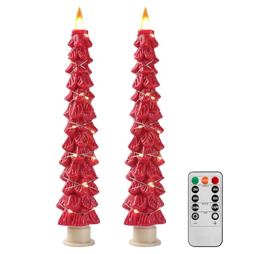 Weihnachtsbaumkerzen umgeben von Lichterketten, LED flammenlose...