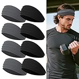 Rheytew Wide Headbands for Men, Men’s Headbands for Long Hair, Head Bands for Men for Workout, Running, Baseball, Football, Tennis, Basketball, Softball, 8 Pieces