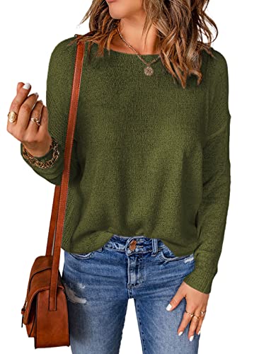 Image of Acelitt Womens Casual Lightweight Long Sleeve Crewneck Knit Shirts Tops, S-XXL