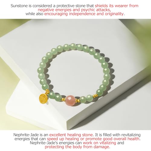 Beaded Bracelets for Women Stackable Silver Green Gemstone Sunstone Bead Stretch Bracelets Mom Mother Birthday4