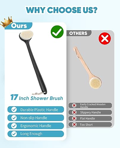 Back Scrubber for Shower with 17" Long Handle, Non-Slip Grip - Image 4