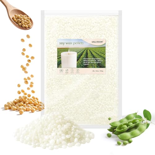 VALLYDOM 906g Soy Wax for Candle Making: Pure Soy Wax Pellets Organic No Additives Long Burn Time Perfect for Scented Candles Tealights Craft Candles & More
