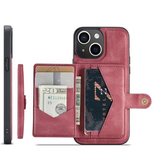 Étui portefeuille iPhone 15 Plus coque magnétique détachable cuir avec porte-cartes