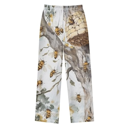 ZZXXB Bee Hive Boys Long Pants Soft Trousers Elastic Waist Kids Lounge Bottoms with Pockets S-XL2
