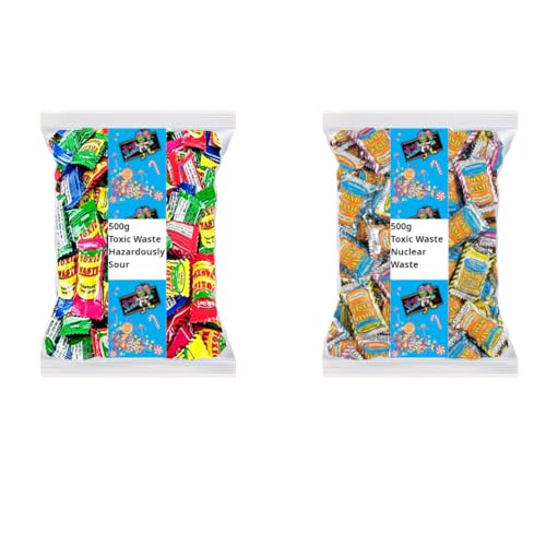 Toxic Waste Mega Sour Challenge Bundle 1kg - Nuclear Fusion Assorted Flavour & Hazardously Sour Sweets - Extreme Novelty Hard Candy Bulk Bag for Sharing Parties & Gifting.