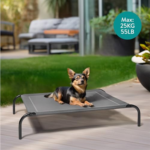 Navaris erhöhtes Hundebett mit Kühlungseffekt 90x64x20cm - Outdoor Hundeliege für Katzen und mittelgroße Hunde - Garten Haustierliege erhöht - Grau