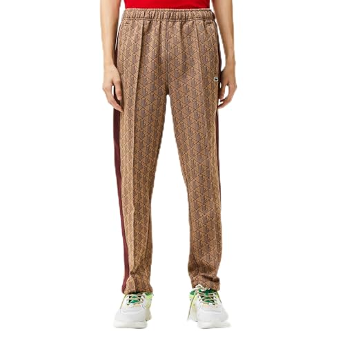 Image of Lacoste Men's Monogram Print Trackpants, Viennese/Expresso, Large
