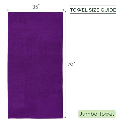Image of Elegant Comfort 100% Turkish Cotton 4 Lines Viscose Stripe Jumbo Bath Towel - Hotel Spa Quality Extra Large 35 x 70 Inch Bath Towel Ultra Soft, Super Absorbent Quick Dry Large Bath Towel, Purple