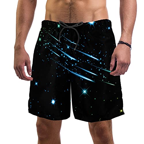 Short de bain ciel nocturne avec étoiles filantes et doublure filet