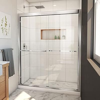 DreamLine Duet Plus 56-60 in. W x 72 in. H Semi-Frameless Bypass Sliding Shower Door Chrome