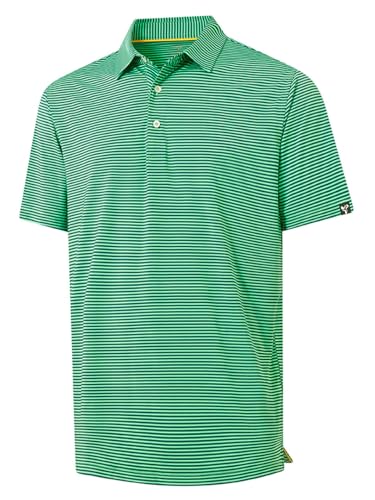 Image of Men' s Golf Shirts Short Sleeve Performance Moisture Wicking Dry Fit Striped Golf Polo Shirts for Men
