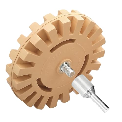 VZU 4 Inch Toffee Wheel Decal Eraser Wheel for Drill Rubber Adhesive Remover Tool for Car Vinyl Emblems & Pinstripes with Adapter
