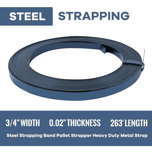 U.S. Solid USS-ESM00007-STEEL 3/4'' Width X 0.02'' Thickness X 263' Length, Steel Strapping Band Pallet Strapper Heavy Duty Metal Strap thumb #2