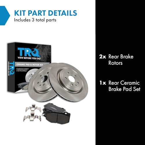 Image of TRQ Rear Brake Pad and Rotor Set Ceramic Compatible with 2017-2020 Chevrolet Camaro