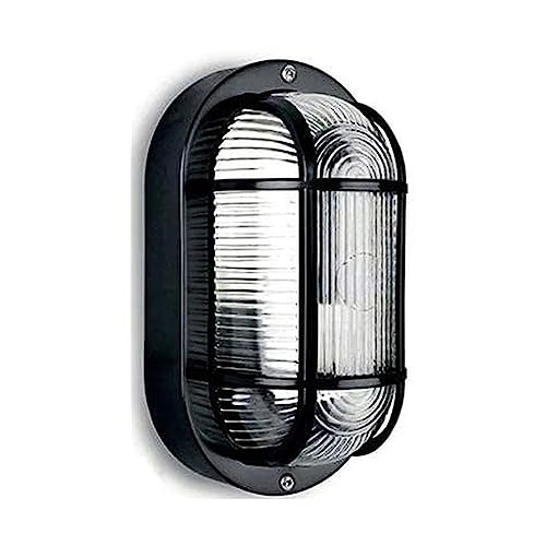 APLIQUE IP54 OVAL NEGRO 1XE27 40W 20x11,3 CM MOD. OVALO TARRAGONA Ø27 CM