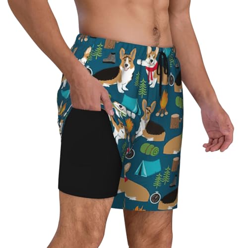 Bañador para hombre de playa con estampado de corgi transpirable 6