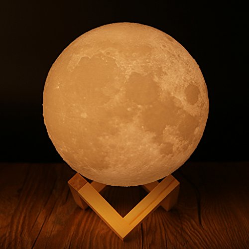 fogun lámpara luna 3d, luz nocturna LED lámpara luna táctil 2u00a0colores, 10u00a0cm/4u00a0Diámetro, USB recargable luz nocturna satélite para dormitorio salón Café Regalo Cumpleaños Navidad
