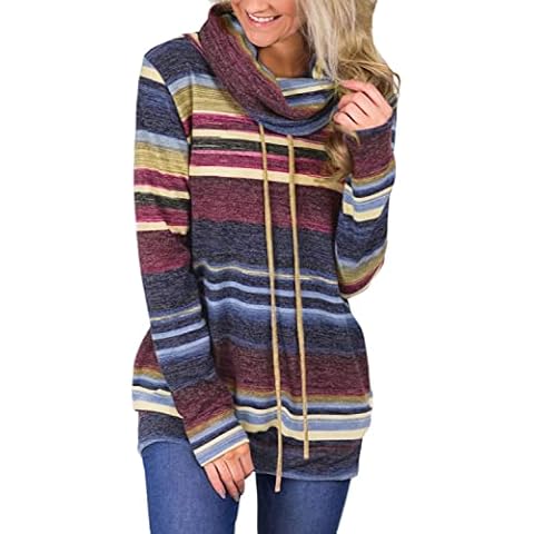 BLENCOT Sudadera de Mujer a Rayas con Bolsillo Cover