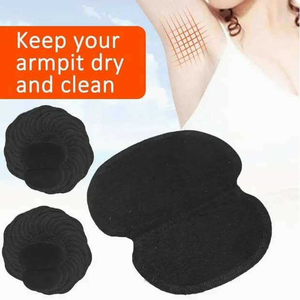 Armpit Sweat Absorbing Pads, Self-adhesive Disposable Underarm Stickers, Underarm Sweat Pads, Armpit Protection for Men & Women Black 20 Pcs