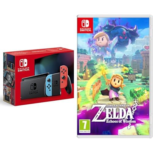 Switch con Joy-Con Neon e Neon & The Legend of Zelda: Echoes of Wisdom rosso blu