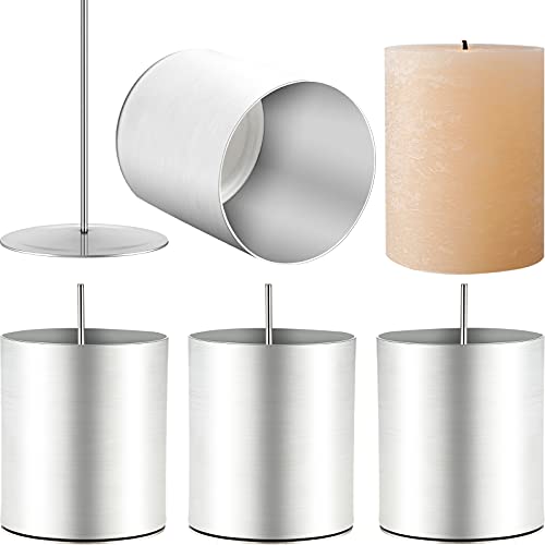 8 Pieces Metal Candle Molds Pillar Candle Making Molds Cylinder Aluminum Seamless Steel Flared Votive Molds with Wick Pins for DIY Candles, Wax, Soaps, Polymer Clay Xmas Valentine's Day Decorations