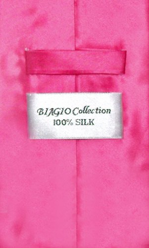 Men's SILK Dress Vest & NeckTie Solid HOT PINK FUCHSIA Color Neck Tie Set4